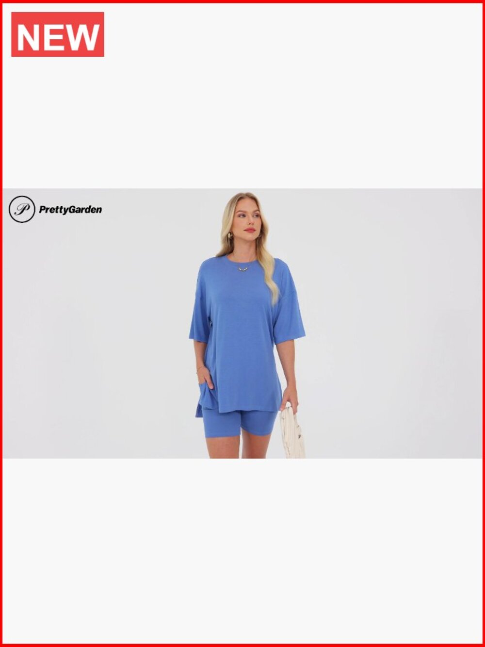 2 Piece Lounge Set with Biker Shorts and Oversized Shirt - Picture 7 of 7